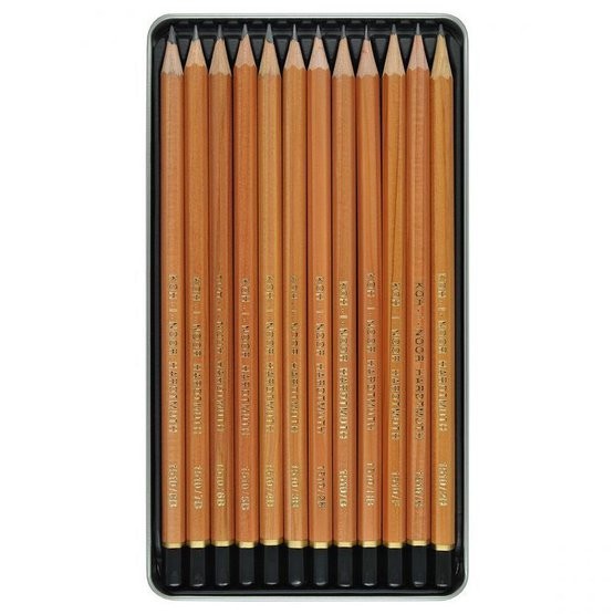 KOH-I-NOOR 1512N (12) Набор профессиональных чернографитных карандашей "Art", 12 шт, жестяная коробка